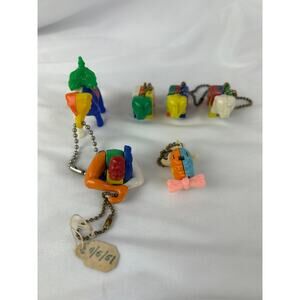 Vintage 1950s Animal Circus Puzzle Keychain Lot Elephant Monkey Toys